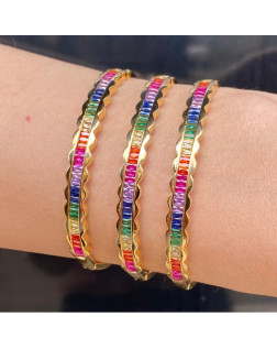 Bracelete em Zircônias Navetes Rainbow