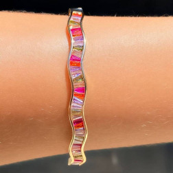 Bracelete em Ondas em Zircônias Navetes