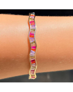 Bracelete em Ondas em Zircônias Navetes