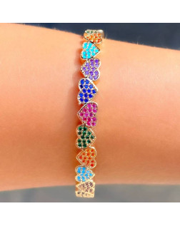 Bracelete de Corações Crevejado em Zircônias